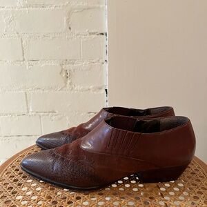 Vintage Brown Leather & Suede 90’s Western Style Shoes Size 6